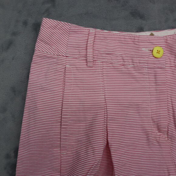 Puma Shorts Womens Pink White Striped High Rise Pocket Button Zip Pleated Chino - Picture 5 of 12